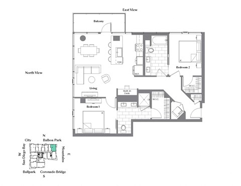 the typical floor plan of a 1 bedroom apartment